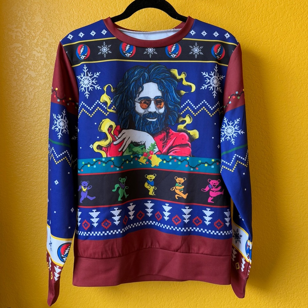 Jerry Garcia Grateful Dead Ugly Christmas Crewneck All Over Print Sweater